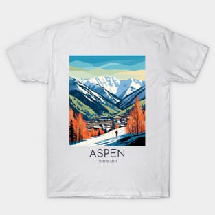 A Pop Art Travel Print of Aspen - Colorado - US T-Shirt